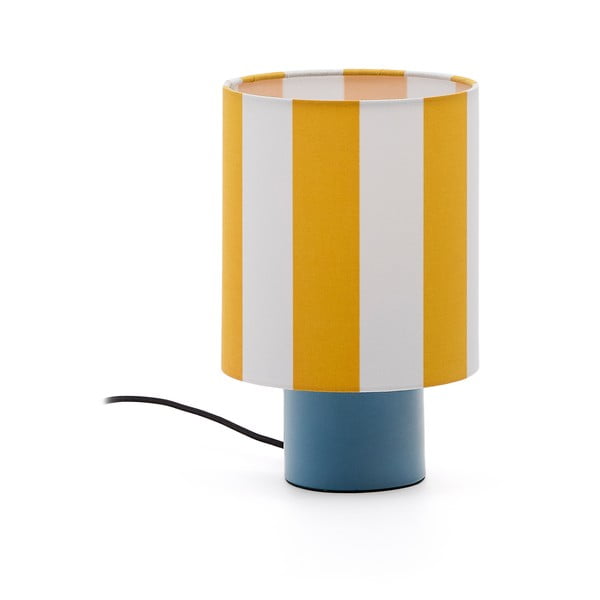 Sárga-kék asztali lámpa textil búrával (magasság 25 cm) Ciral – Kave Home