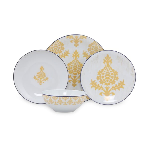 Ornaments 24 db-os fehér-sárga porcelán étkészlet - Kütahya Porselen