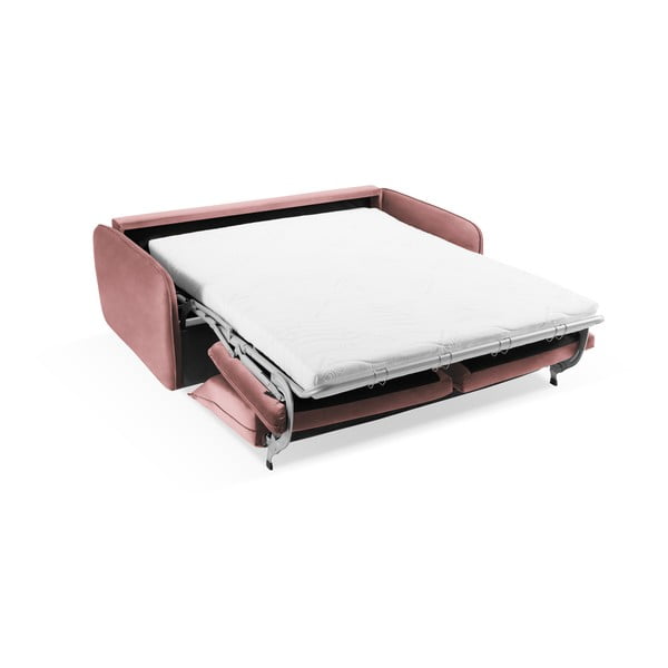 Rózsaszín bársony kinyitható kanapé 214 cm Vienna – Cosmopolitan Design-image-4
