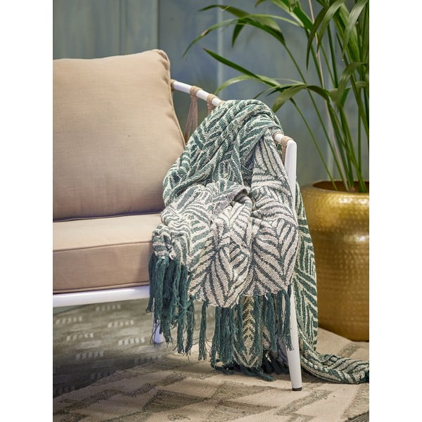 Zöld-bézs újrahasznosított pamut takaró 130x160 cm Ugento – Bloomingville-image-3