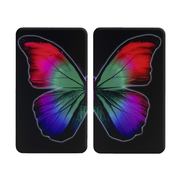 Edzett üveg tűzhely fedőlap szett 2 db-os 30x52 cm Butterfly by Night – Wenko