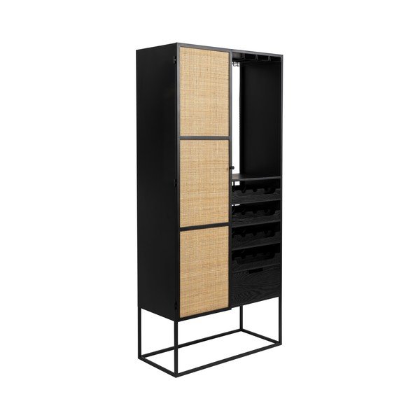 Fekete rattan bortartó szekrény 16 palackhoz, 80x175 cm Guuji - White Label-image-2