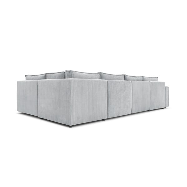 Világosszürke kordbársony sarokkanapé (jobb oldali-"U" alakú) Nihad modular – Bobochic Paris-image-4