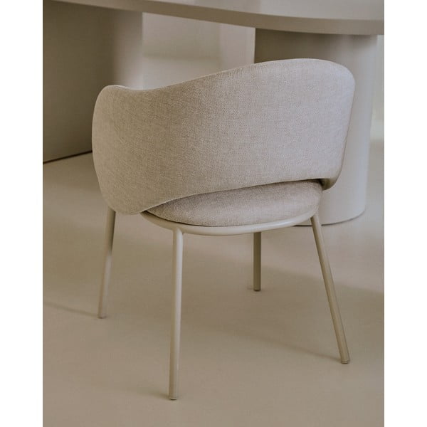 Krémszínű kárpitozott étkezőfotel Maina – Kave Home-image-2