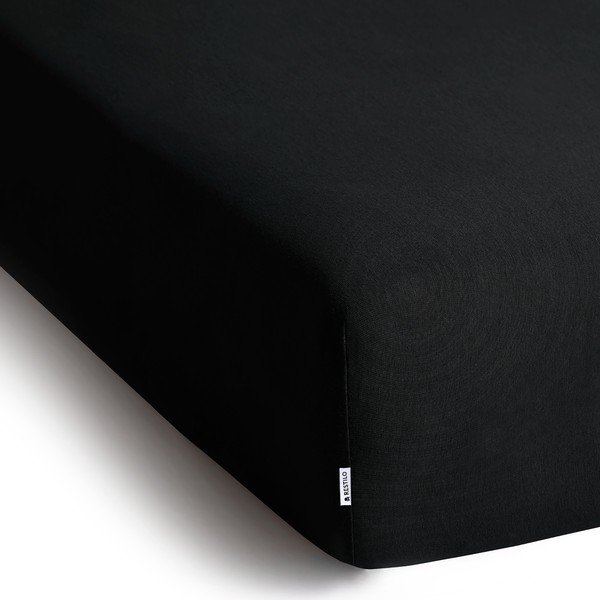 Fekete gumis jersey lepedő 140x200 cm Amber – Restilo-image-1