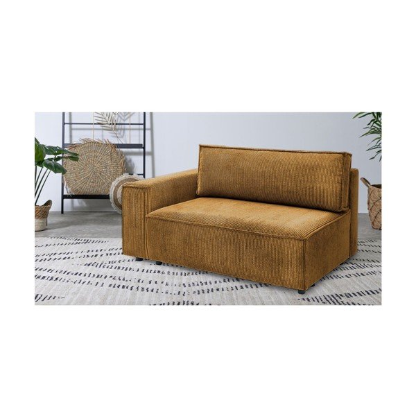 Mustársárga kordbársony kanapé modul (bal oldali) Nihad modular – Bobochic Paris-image-1