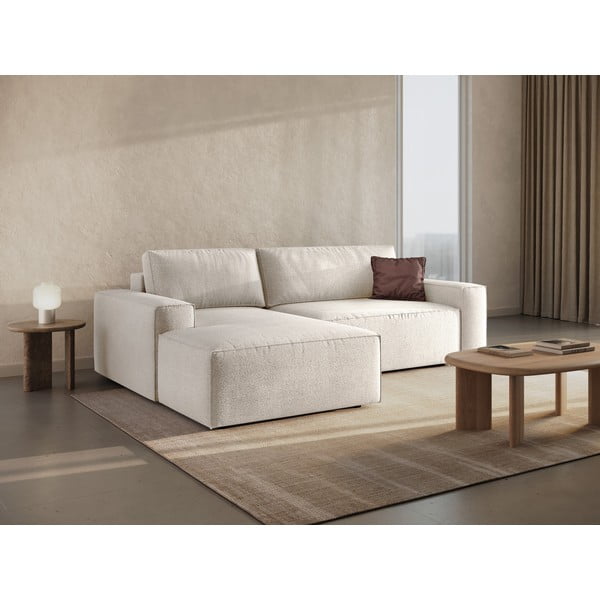 Fehér buklé kinyitható sarokkanapé (bal oldali) Jodie – Micadoni Home-image-1