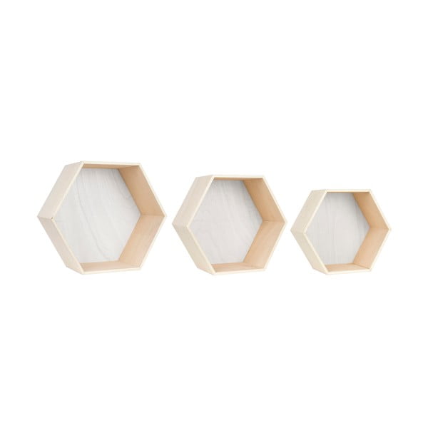 Hexagon 3 db-os fehér-barna fali polckészlet - Really Nice Things-image-1