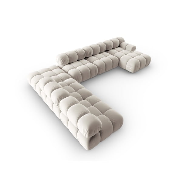 Bézs bársony moduláris sarokkanapé (bal oldali-U alakú) Bellis – Micadoni -image-4