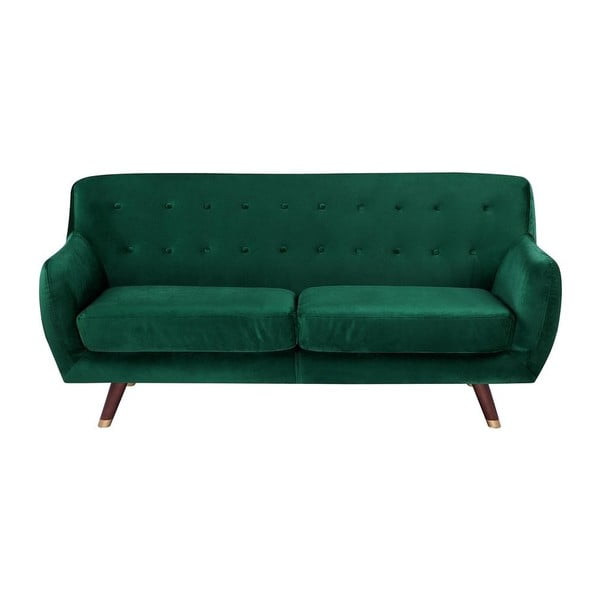 Bradley smaragdzöld háromszemélyes kanapé bársony kárpittal - Monobeli