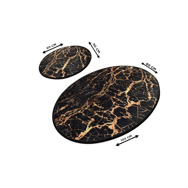 Gold Marble 2 db-os fekete ovális fürdőszobai kilépő szett - Foutastic-image-2