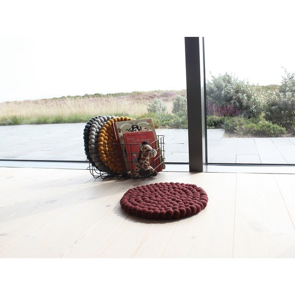 Ball Chair Pad sötét cseresznyeszínű golyós, gyapjú, gyerek székpárna, ⌀ 30 cm - Wooldot-image-2