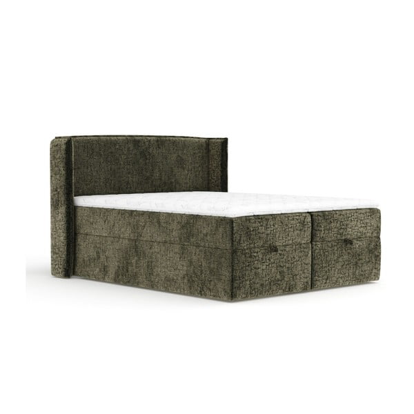 Sötétzöld ágyneműtartós boxspring ágy 160x200 cm Passion – Maison de Rêve