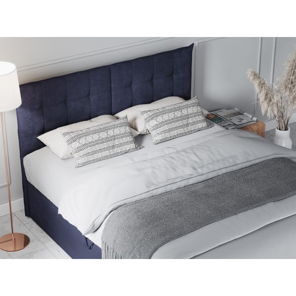 Sötétkék boxspring ágy tárolóhellyel 200x200 cm Echaveria – Mazzini Beds-image-1