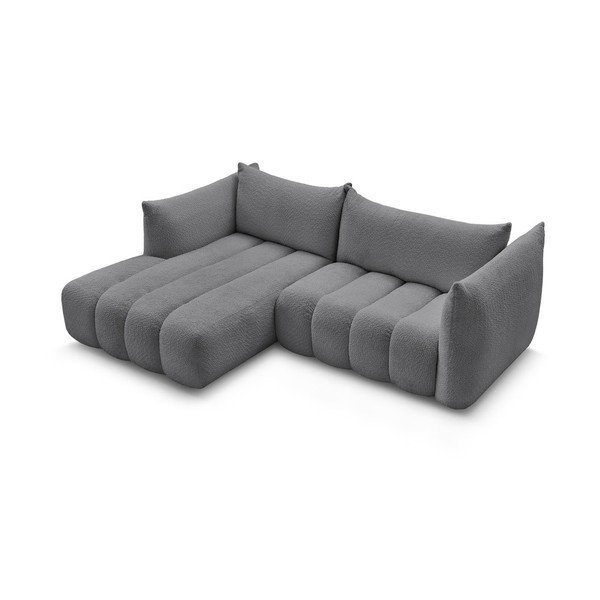 Szürke buklé sarokkanapé (bal oldali-heverő résszel) Azra – Bobochic Paris-image-4