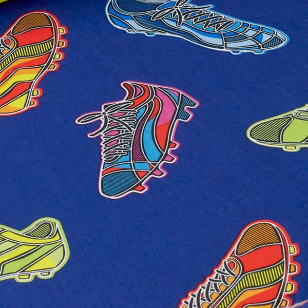 Kék gumis kétszemélyes gyerek lepedő 135x190 cm Bright Football – Catherine Lansfield-image-2