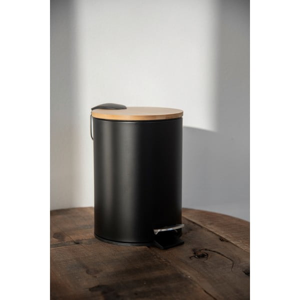Tortona fekete szemetes bambusz fedéllel, 3 l - Wenko-image-1