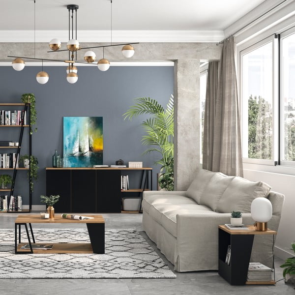 Dohányzóasztal diófa dekoros asztallappal 40x40 cm Albi - TemaHome-image-3