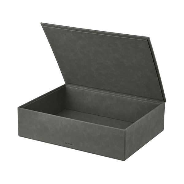 Antracitszürke fedeles dekoratív műbőr tárolódoboz szett 2 db-os 40x30x11 cm Sahla – Blomus-image-4