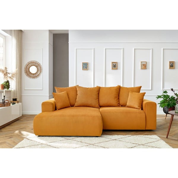 Okkersárga bársony sarokkanapé Enjoy – Bobochic Paris-image-1