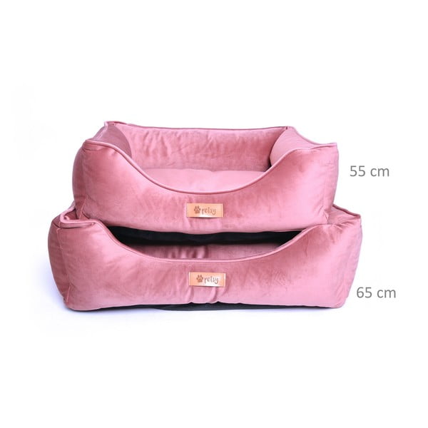 Rózsaszín bársony fekhely 65x50 cm Royal - Petsy-image-1