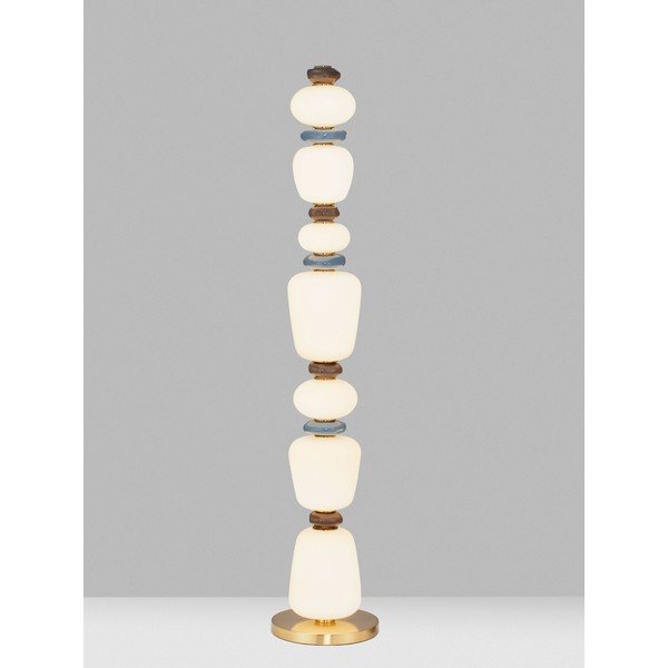 Fehér-aranyszínű fém LED dimmelhető állólámpa porcelán búrával-üveg búrával (magasság 130,5 cm) Palo – Nova Luce-image-1