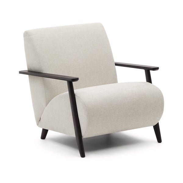 Bézs-krémszínű zsenília fotel Meghan – Kave Home