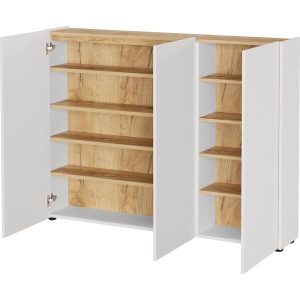 Krémszínű szekrény tölgyfa dekorral 138x105x25 cm Libbiano – Germania-image-2