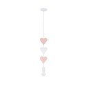 Fehér-rózsaszín gyerek függőlámpa fém búrával Hearts – Candellux Lighting