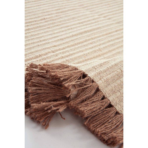 Krémszínű kézi szövésű pamutkeverék futószőnyeg 80x150 cm Channa – Jotex-image-3