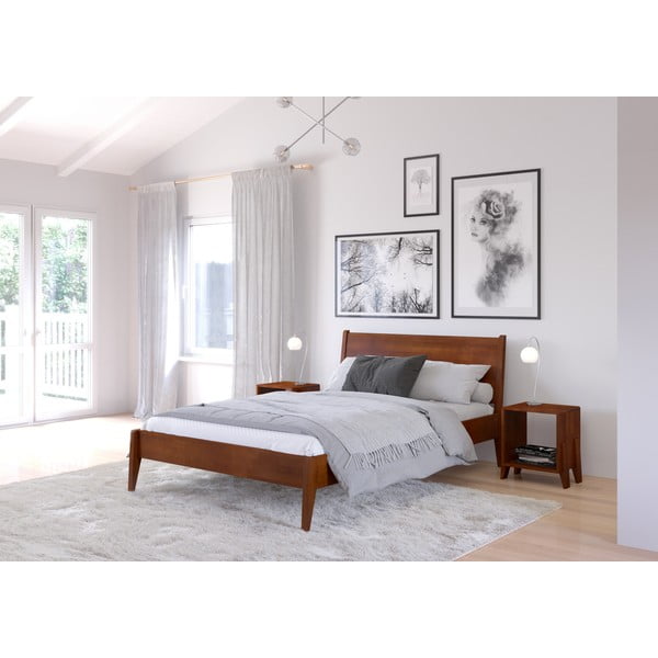 Barna-natúr színű bükkfa franciaágy 140x200 cm Visby Radom – Skandica-image-3