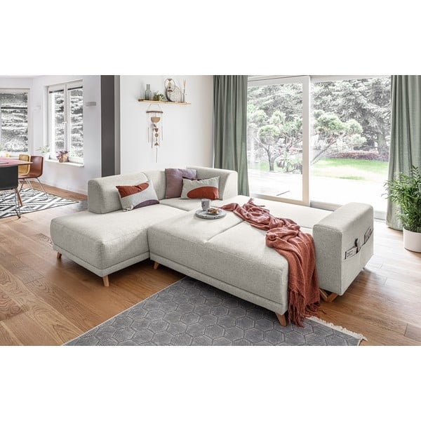 Bézs kinyitható-tárolóhelyes sarokkanapé (bal oldali-L alakú) Classy Sophie – Miuform-image-4