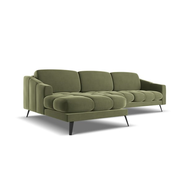 Zöld bársony sarokkanapé (bal oldali) Nalu – Makamii-image-4