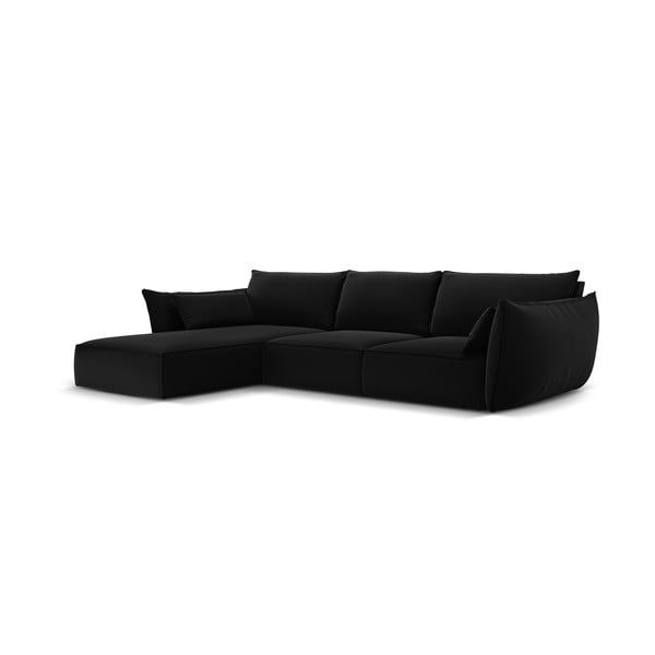 Fekete bársony sarokkanapé (bal oldali-heverő résszel) Vanda – Mazzini Sofas-image-2