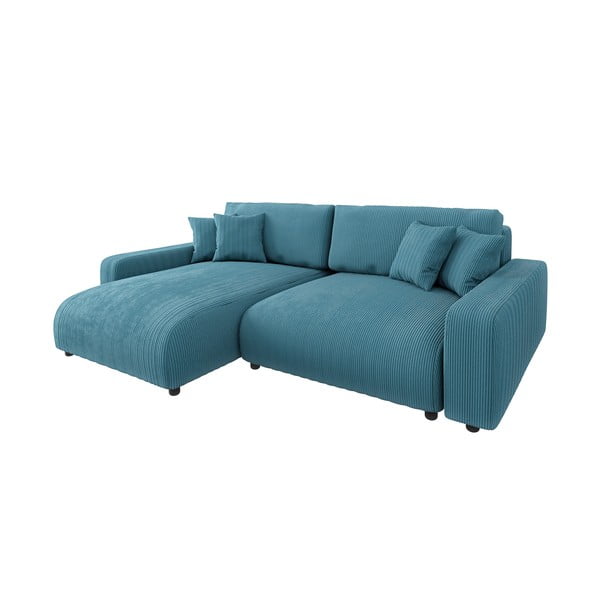 Türkiz kordbársony kinyitható sarokkanapé Sara – Ropez-image-2