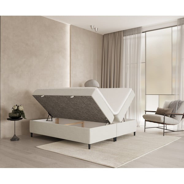 Krémszínű ágyneműtartós boxspring ágy 160x200 cm Araya – Maison de Rêve-image-2