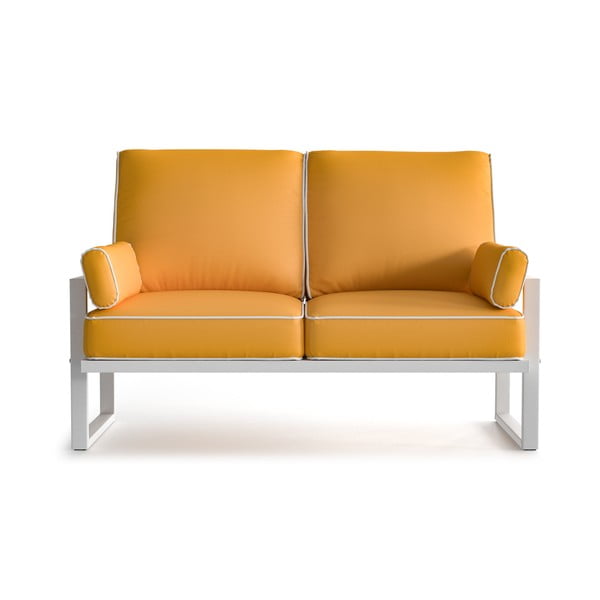 Angie sárga kétszemélyes karfás kerti kanapé, fehér szegéllyel - Marie Claire Home