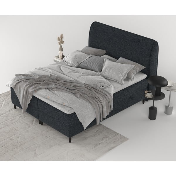 Fekete ágyneműtartós boxspring ágy 140x200 cm Melba – Maison de Rêve-image-2