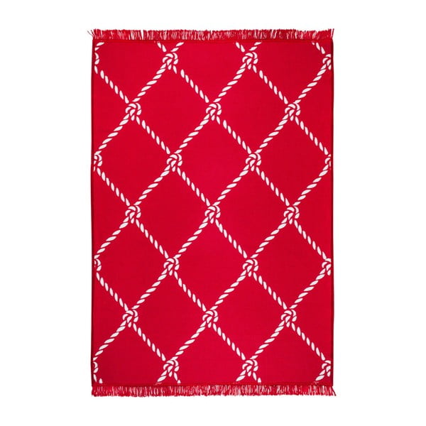 Rope piros-fehér kétoldalas szőnyeg, 80 x 150 cm