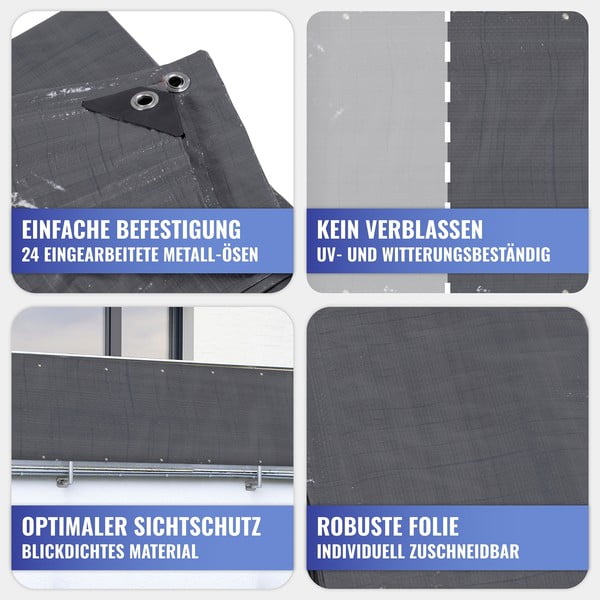 Fekete műanyag belátásgátló erkélyre 500x85 cm – Maximex-image-4