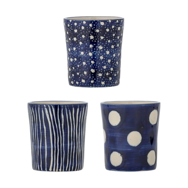 Sötétkék kőedény eszpresszó csésze szett 3 db-os 190 ml Minoa – Bloomingville