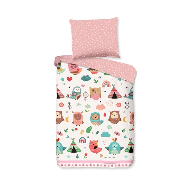 Rózsaszín pamut gyerek ágyneműhuzat babaágyhoz 100x135 cm Wise – Good Morning