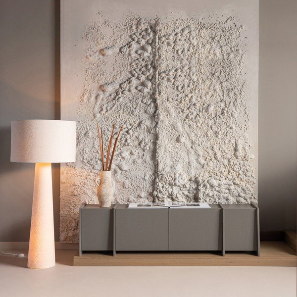 Szürke TV-állvány kőrisfa dekorral 200x53x44 cm Brock – WOOOD-image-1