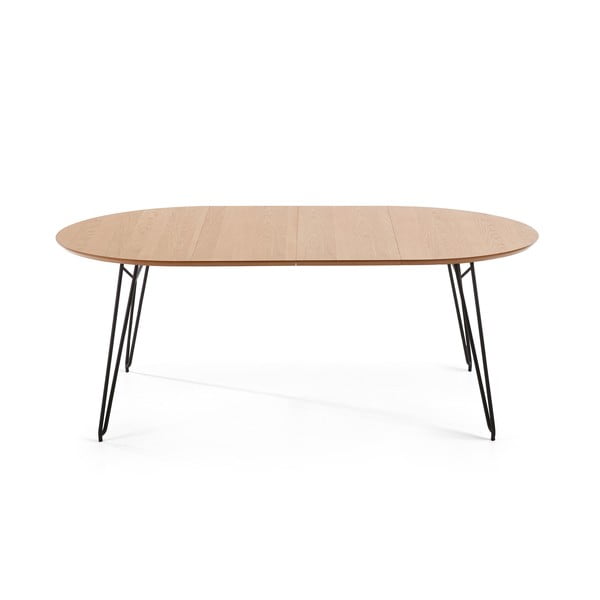 Novaks bővíthető étkezőasztal tölgyfa dekoros asztallappal, ø 120 cm - Kave Home-image-4