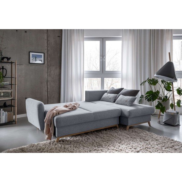 Scandic Lagom világosszürke kinyitható sarokkanapé, jobb oldali - Miuform-image-4