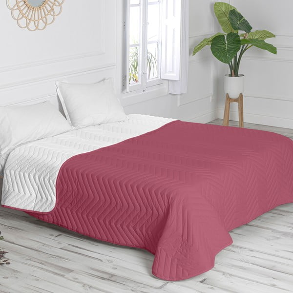 Fehér-rózsaszín pamut steppelt ágytakaró 180x260 cm Arista – Happy Friday