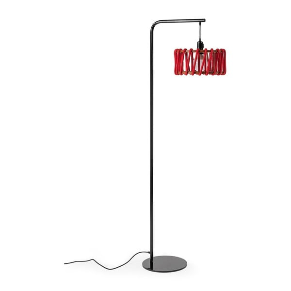 Macaron állólámpa fekete konstrukcióval és kis piros lámpabúrával - EMKO