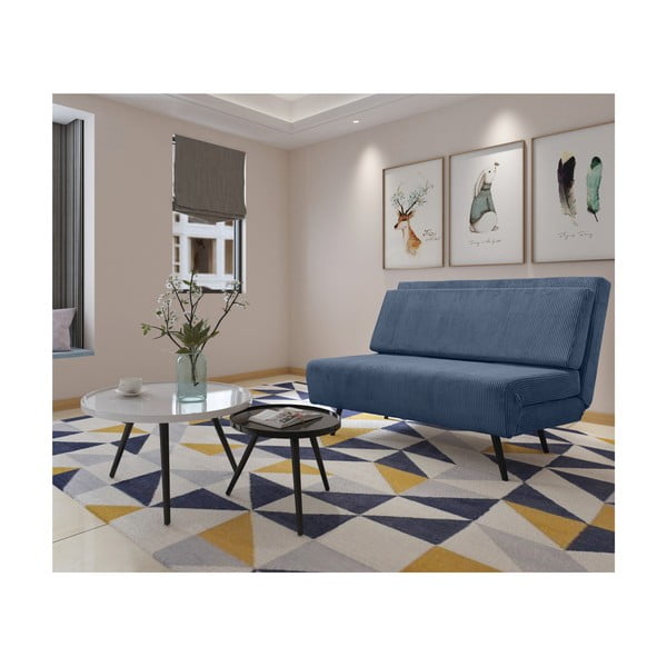 Kék kordbársony kinyitható kanapé 140 cm Mallory – Støraa-image-3