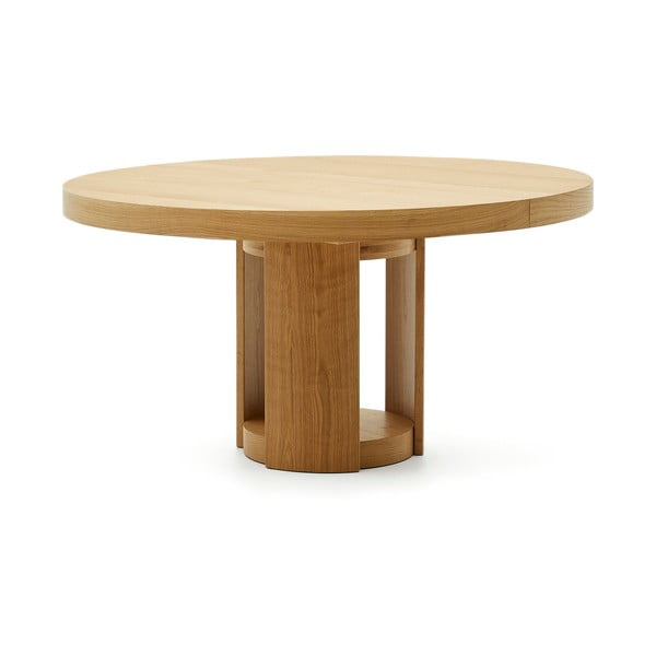 Kerek bővíthető étkezőasztal hosszabbító asztallappal tölgyfa dekorral ø 150 cm Artis – Kave Home