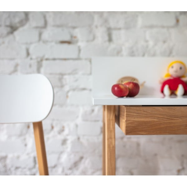 Luka fehér íróasztal kőrisfa lábakkal, hossz 65 cm - Ragaba-image-3